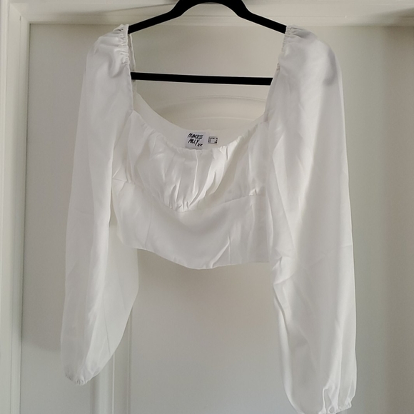 Princess polly Ariah white long sleeve crop top - Picture 4 of 4